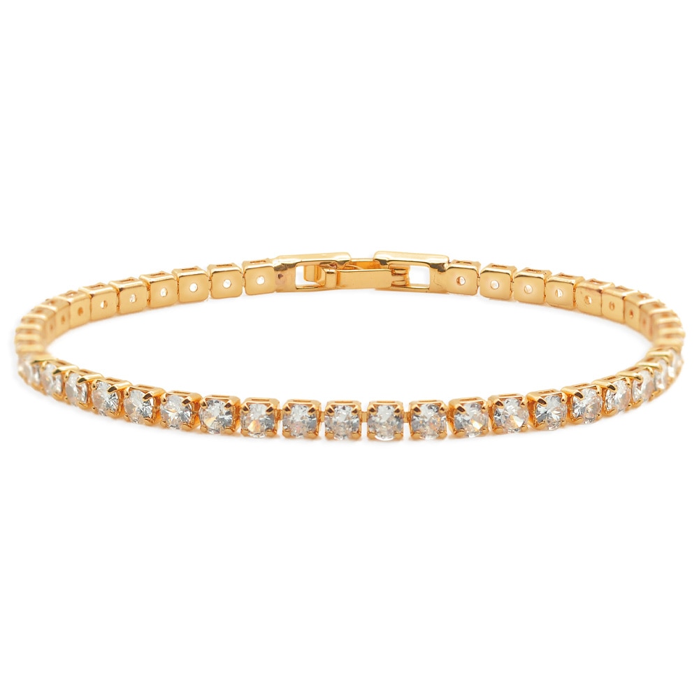 14K Gold Plated 3mm Cubic Zirconia Classic Tennis Bracelet for Women Girl 6.5-7.5 Inch Dropshipping Dainty Jewellery Hip Hop
