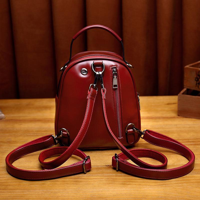Leather Backpack fashion Mini versatile Backpack mySite