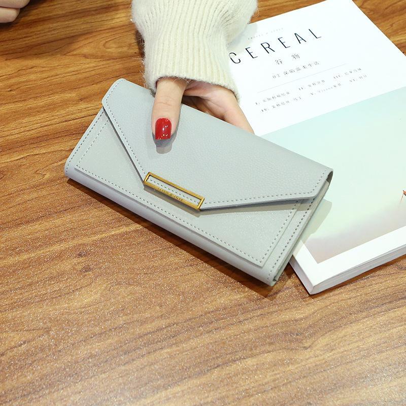 Multifunctional buckle solid color wallet mySite