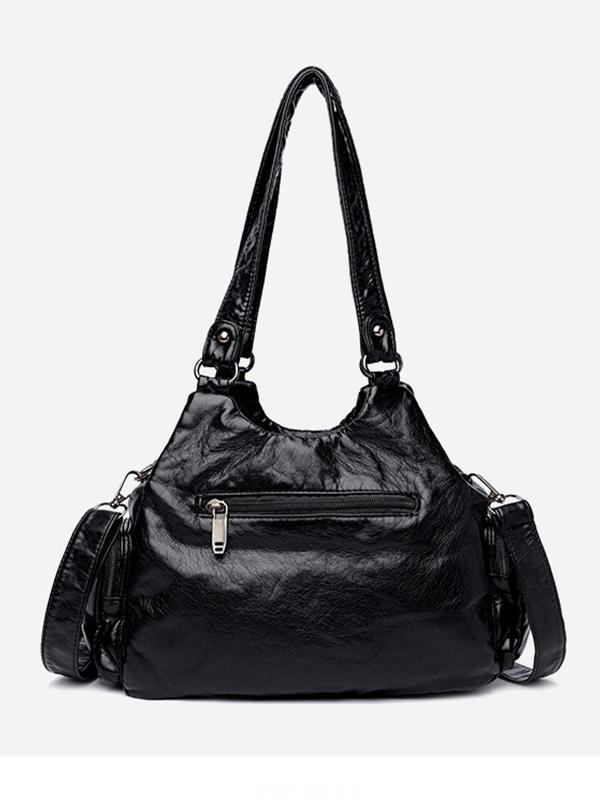 Heart Studded High Capacity Washed Leather Bag mySite