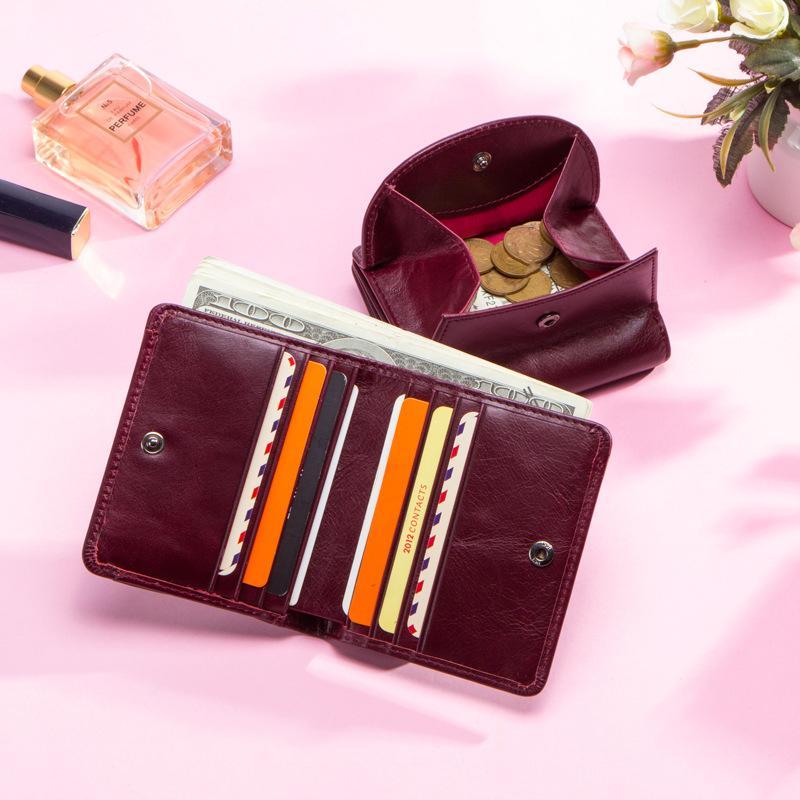 Fashion top layer cowhide ladies wallet trend small card holder mySite