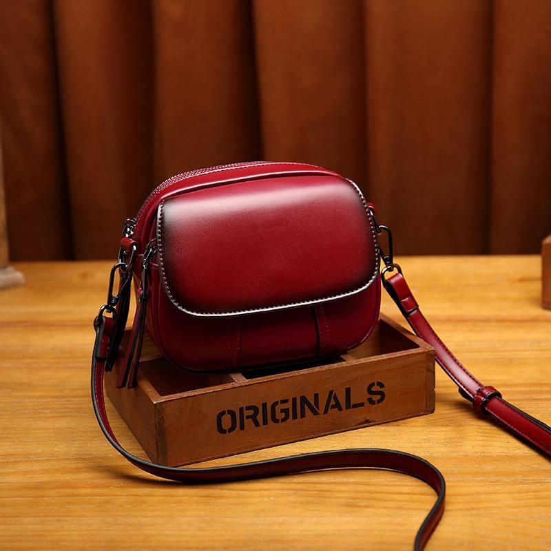 Leather retro single shoulder diagonal bag small square bag mySite