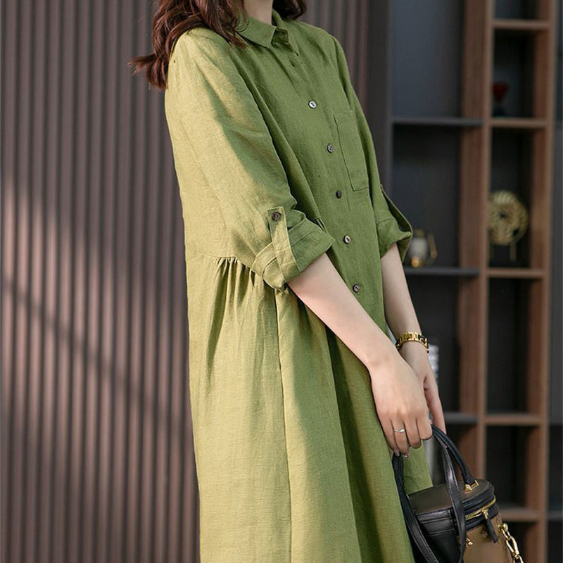 Women's Relaxed Fit Cotton Linen Dress