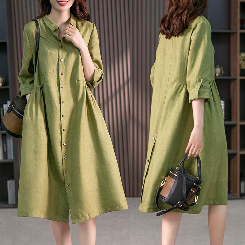 Women's Relaxed Fit Cotton Linen Dress