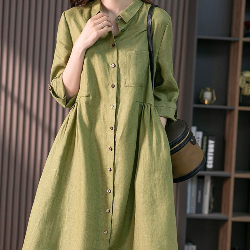 Women's Relaxed Fit Cotton Linen Dress
