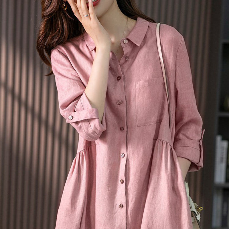 Women's Relaxed Fit Cotton Linen Dress