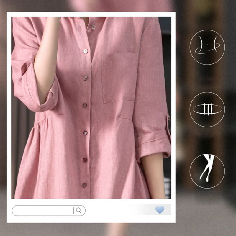 Women's Relaxed Fit Cotton Linen Dress