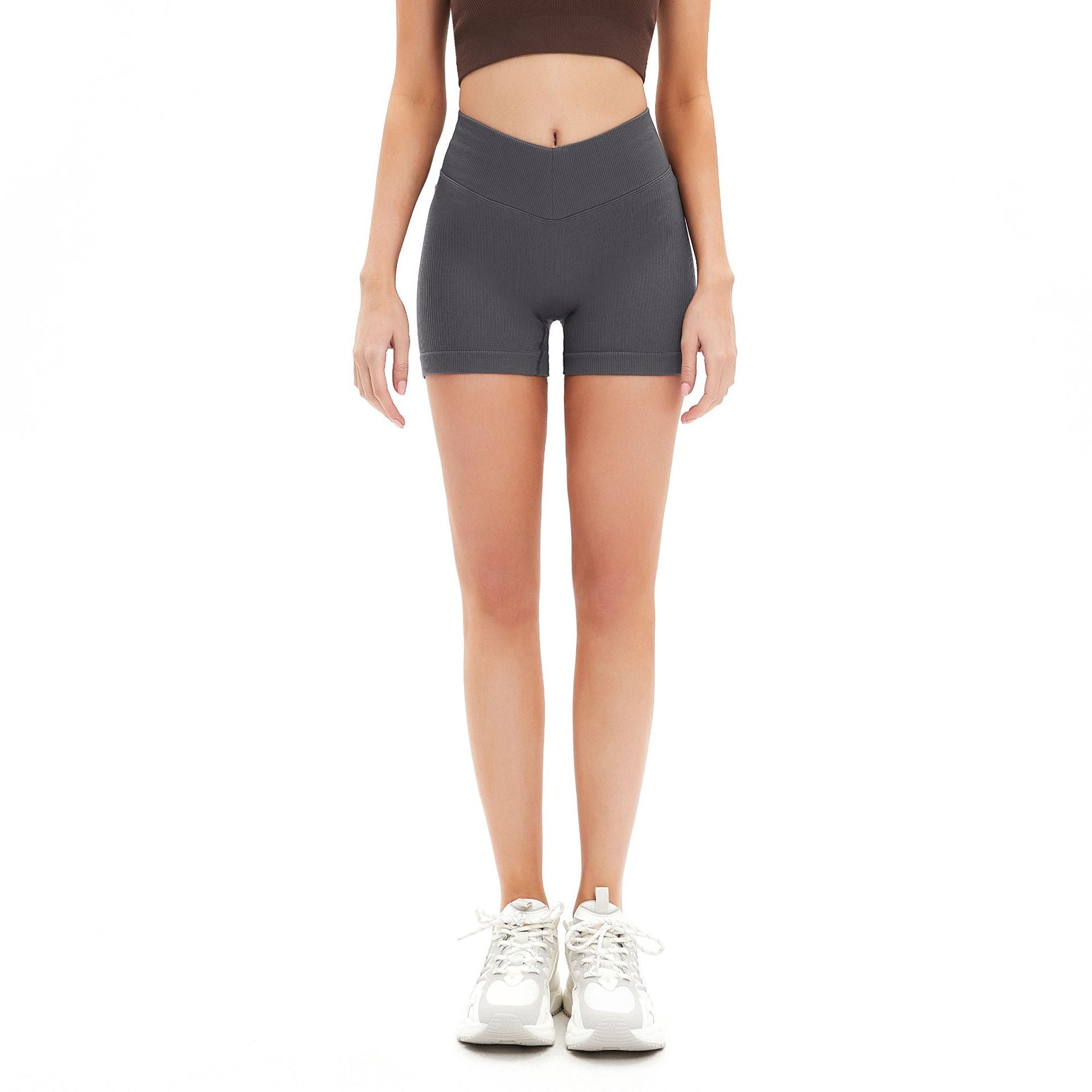 شورت يوغا رياضي للجري للجري عالي الخصر للتحكم في البطن