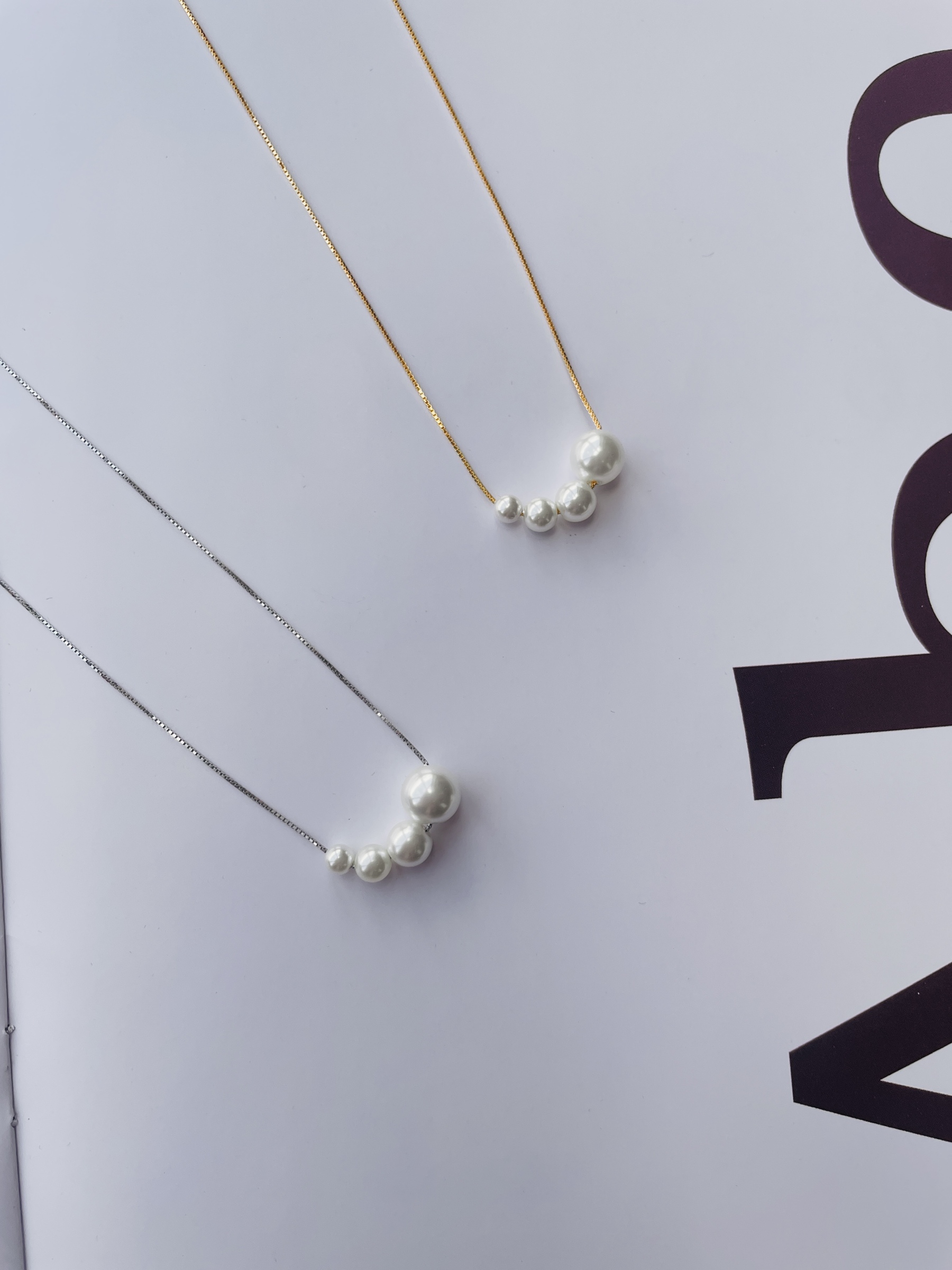 Brigitte Pearl Chain Necklace-The Black Bow-