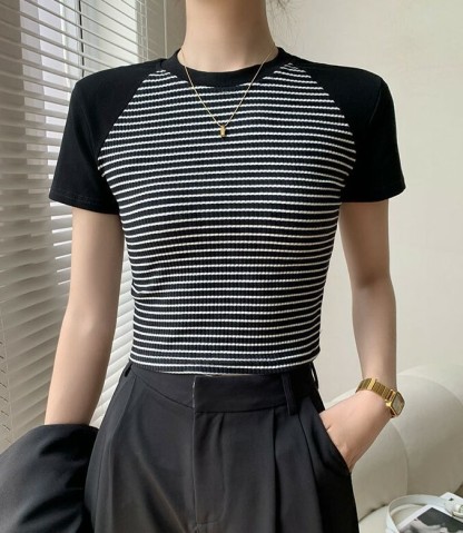 Kariana Raglan Sleeve Striped Top-The Black Bow-