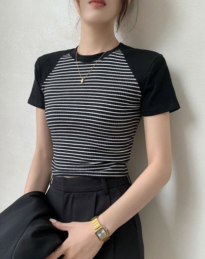 Kariana Raglan Sleeve Striped Top-The Black Bow-