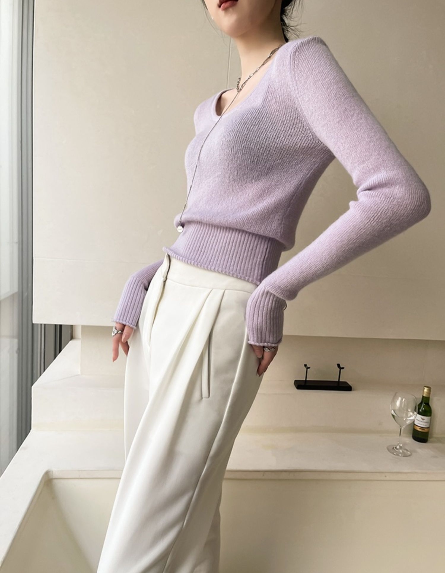 Irene Scoop Neck Long Sleeves Knit Top-The Black Bow-