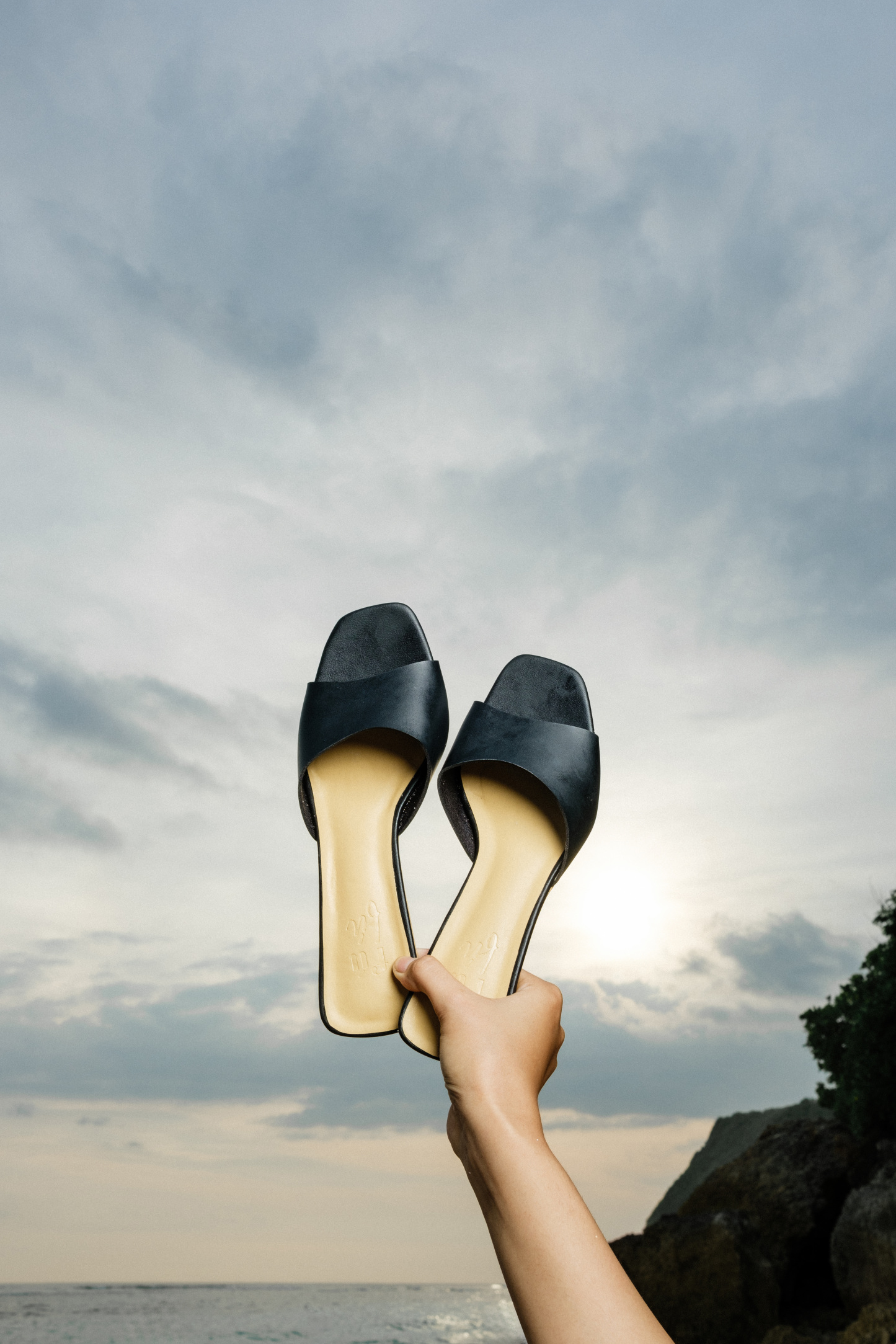 Bisou Geometric Block Heel Sandals-Black-The Black Bow-