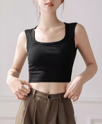 Deidre Bold Binding Padded Cropped Top-The Black Bow-