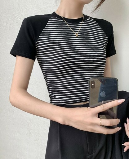 Kariana Raglan Sleeve Striped Top-The Black Bow-