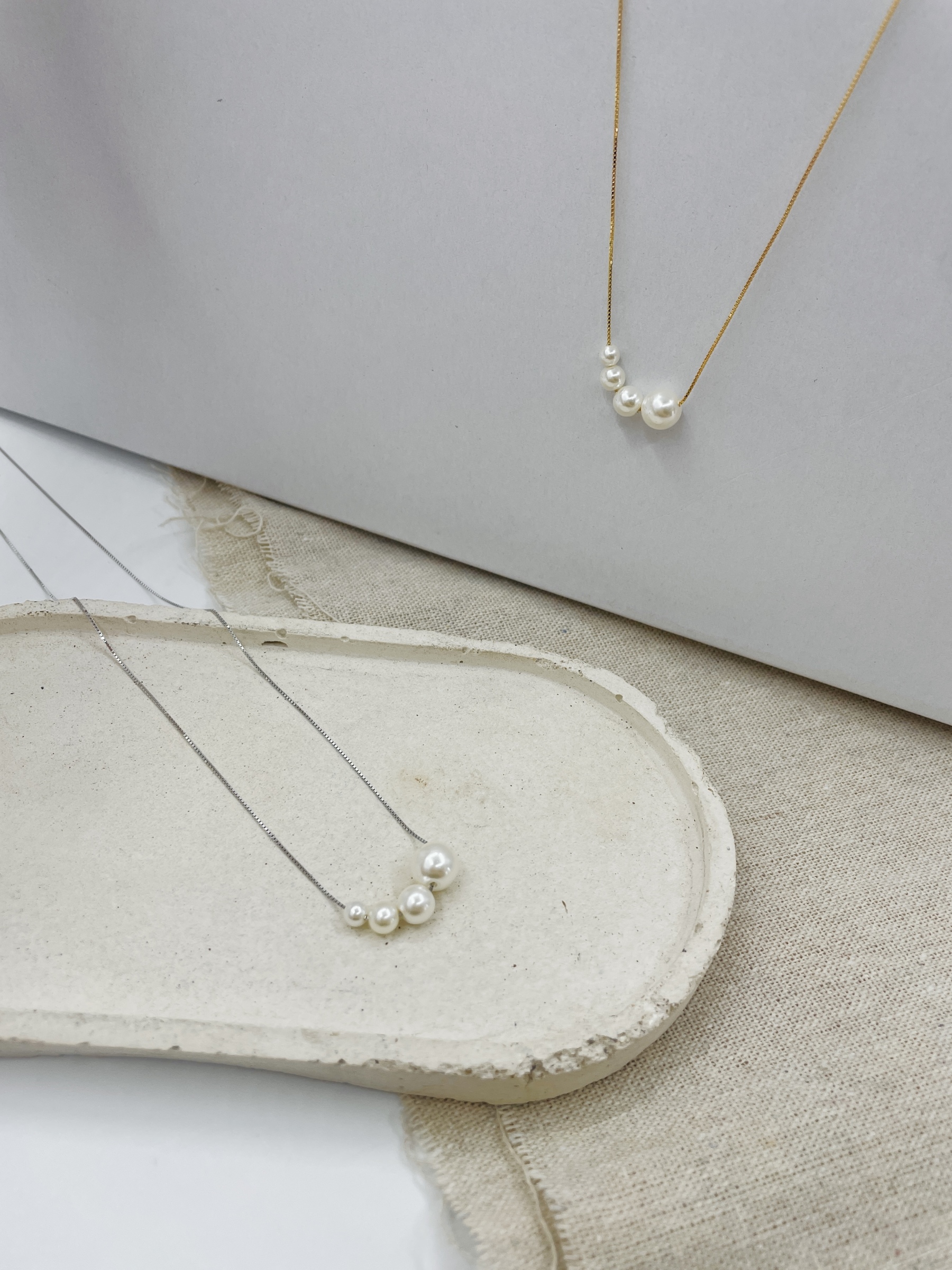 Brigitte Pearl Chain Necklace-The Black Bow-