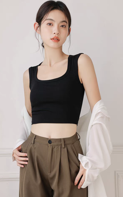 Deidre Bold Binding Padded Cropped Top-The Black Bow-