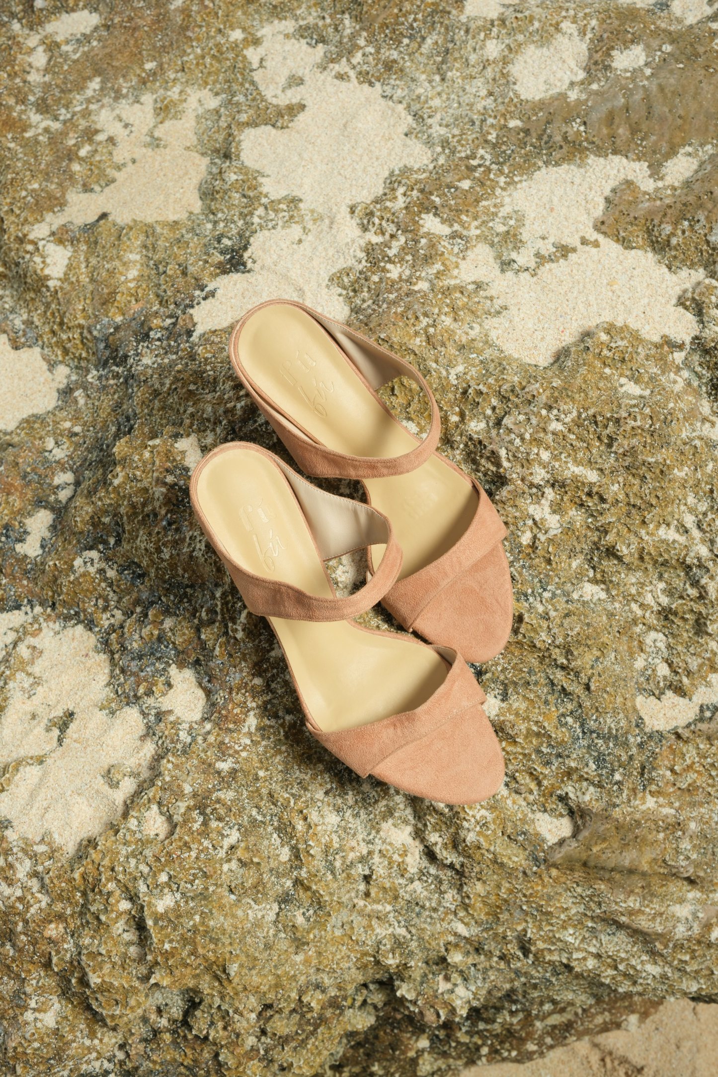 Sirène Velvety Strap Kitten Heels-Blush-The Black Bow-