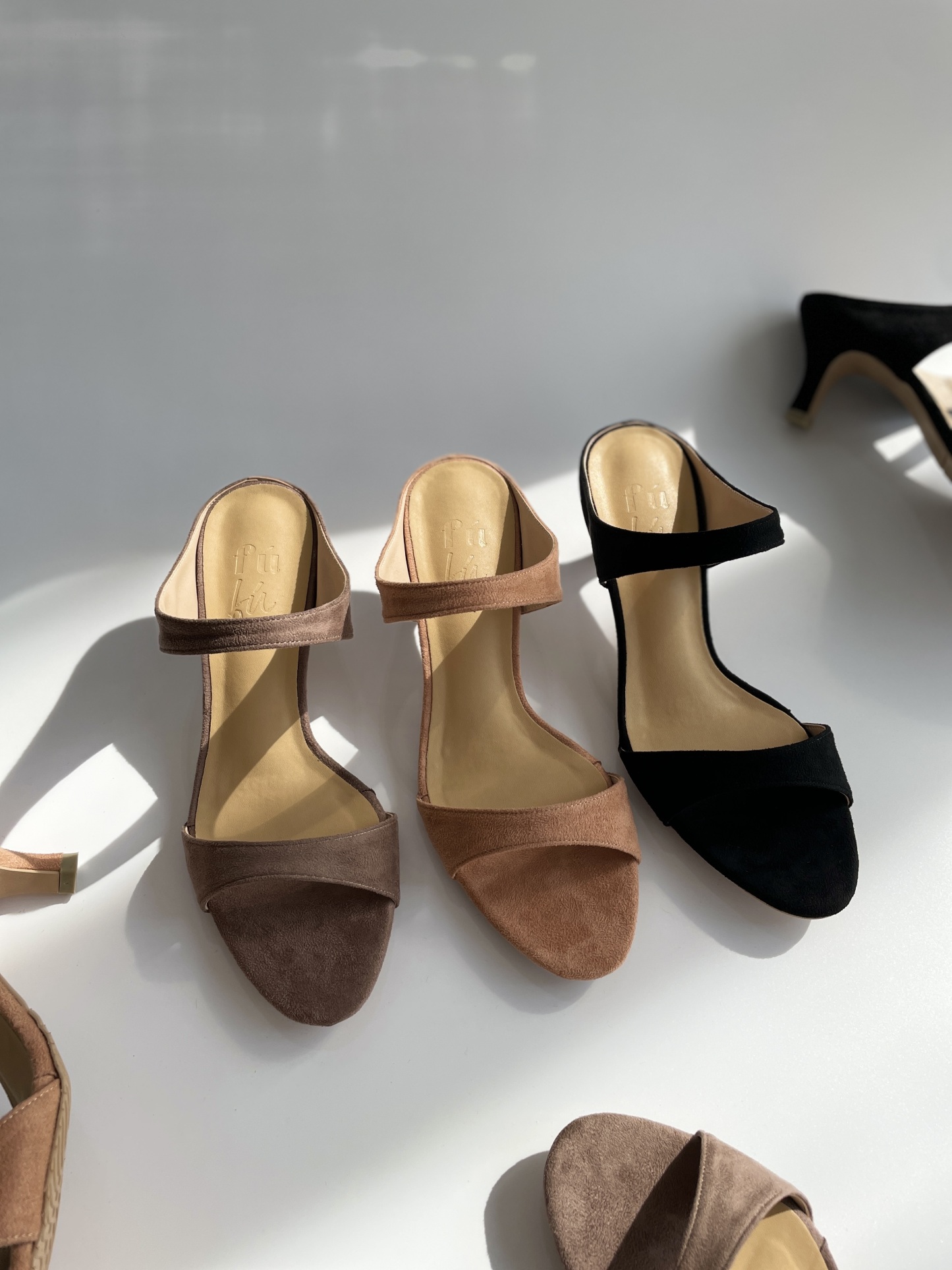 Sirène Velvety Strap Kitten Heels-Black-The Black Bow-