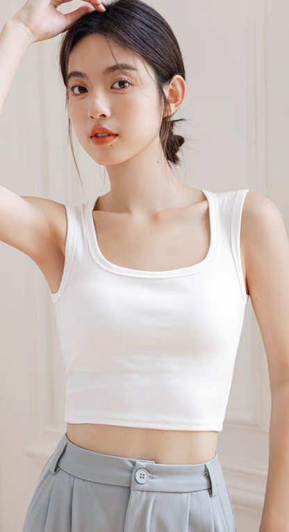 Deidre Bold Binding Padded Cropped Top-The Black Bow-