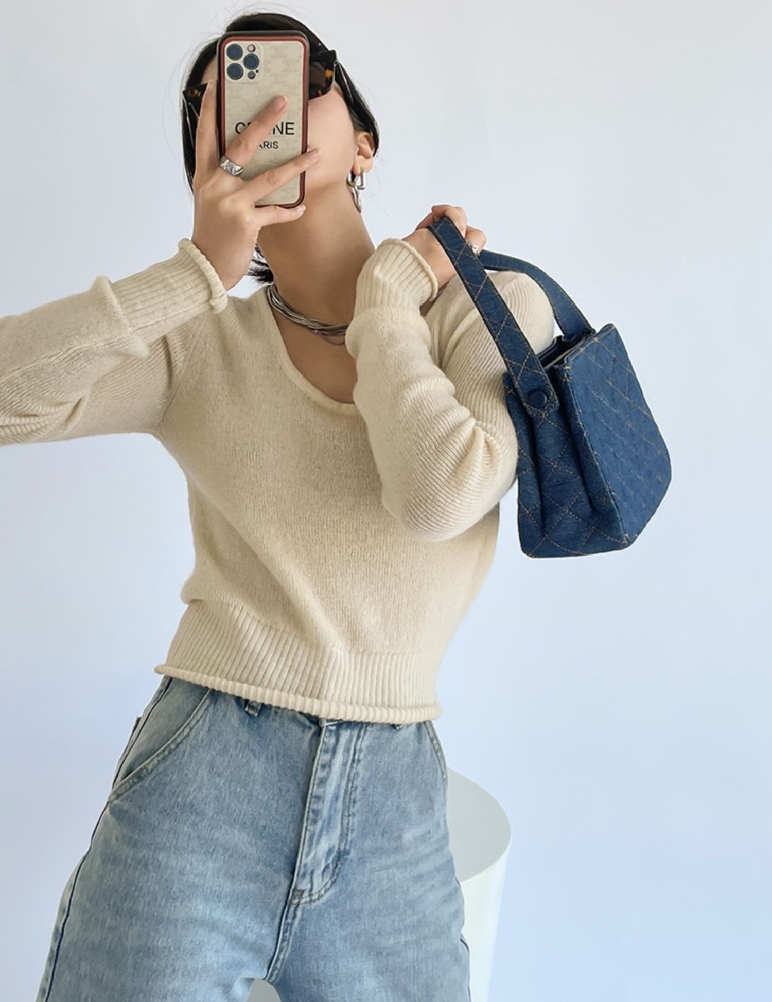 Irene Scoop Neck Long Sleeves Knit Top-The Black Bow-