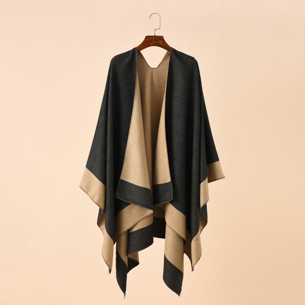 Zanotti Two-Sided Color Block Shawl Wrap-The Black Bow-