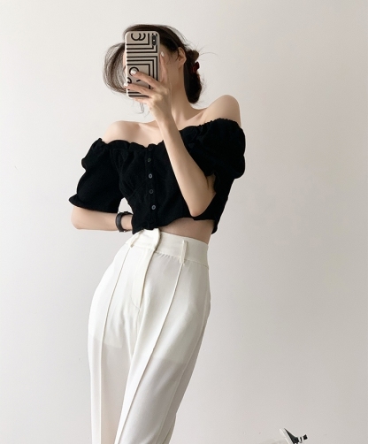 Mabry Off Shoulder Puff Sleeve Blouse-The Black Bow-