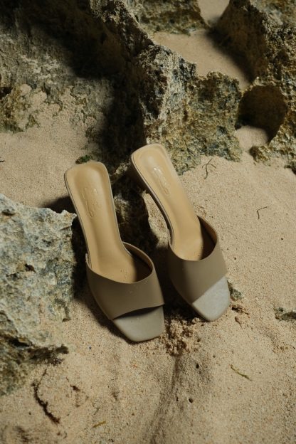 Bisou Geometric Block Heel Sandals-Sand Beige-The Black Bow-