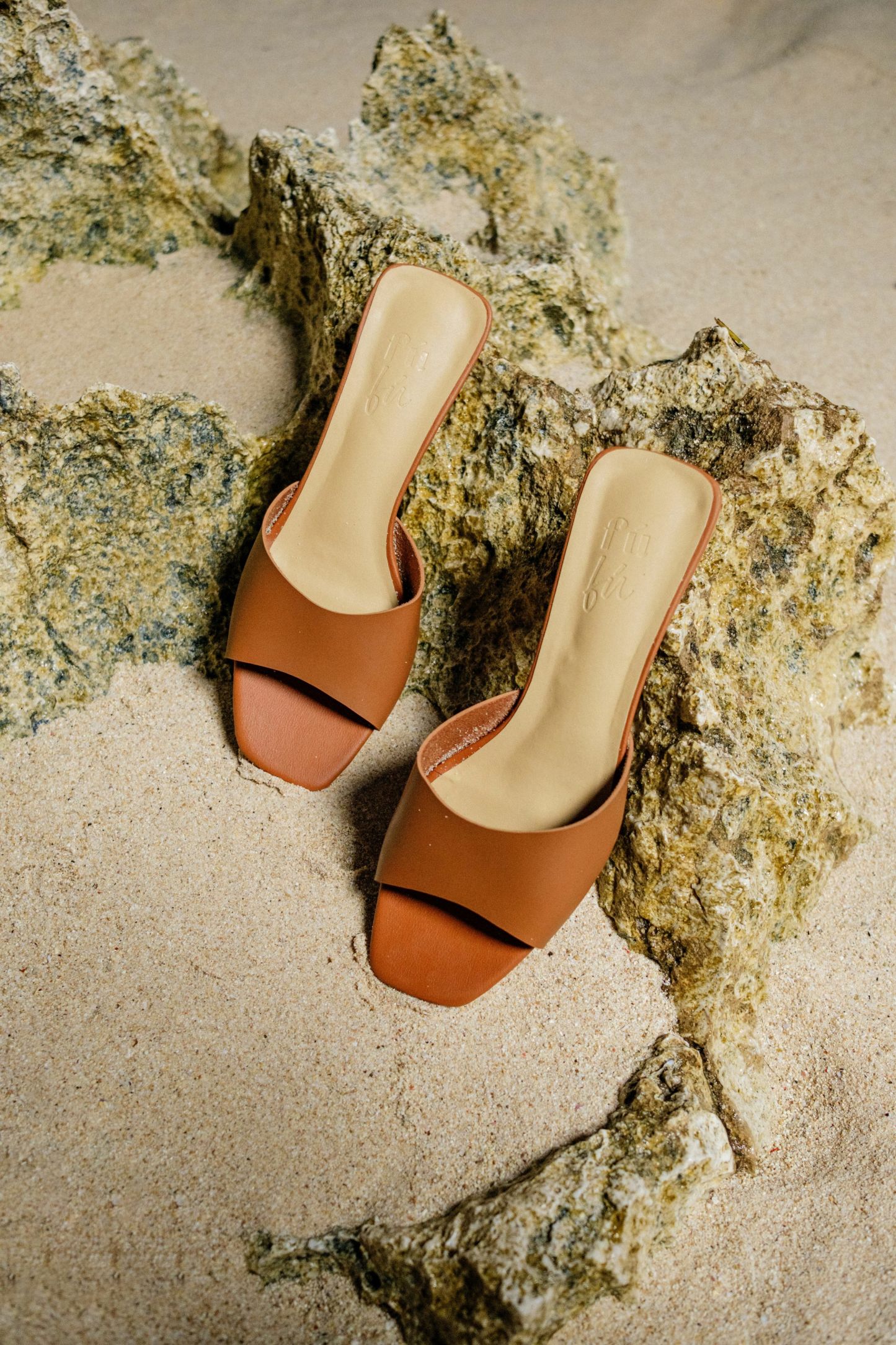 Bisou Geometric Block Heel Sandals-Caramel-The Black Bow-