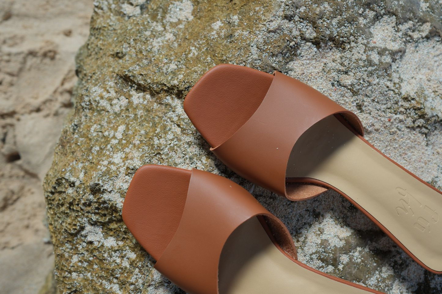 Bisou Geometric Block Heel Sandals-Caramel-The Black Bow-