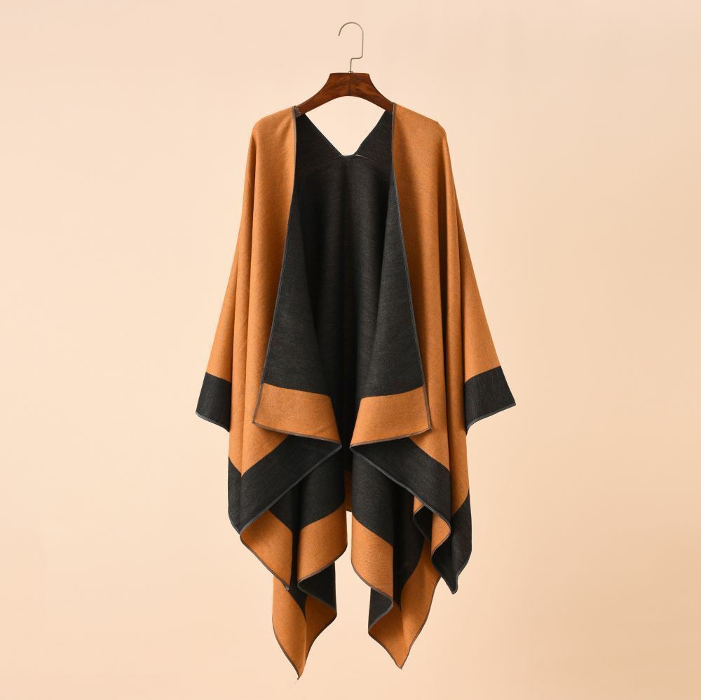 Zanotti Two-Sided Color Block Shawl Wrap-The Black Bow-