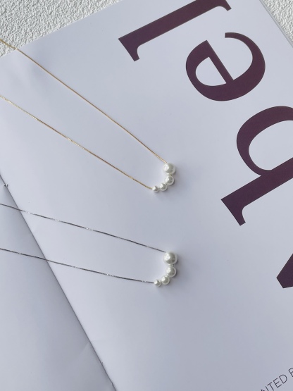 Brigitte Pearl Chain Necklace-The Black Bow-