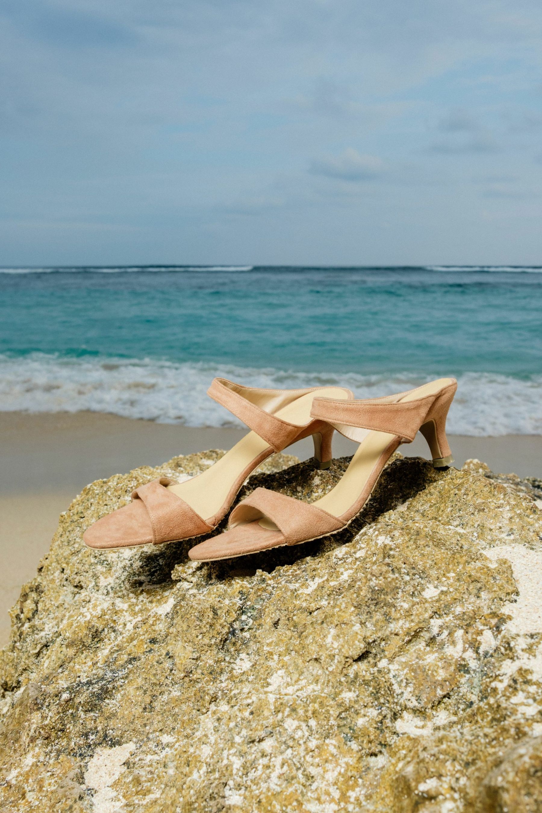 Sirène Velvety Strap Kitten Heels-Blush-The Black Bow-