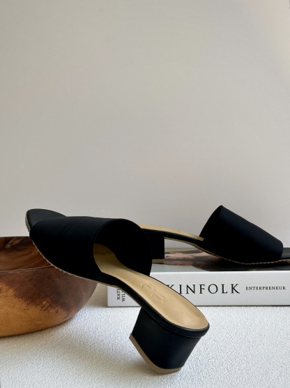Doux Elastane Comfy Stretch Block Heel Sandals-The Black Bow-
