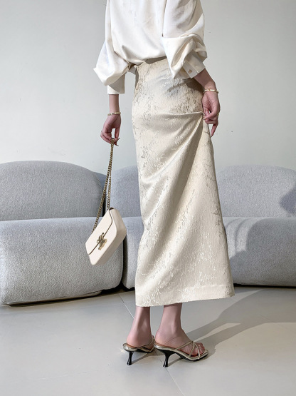 Zhou Bing Oriental Side Slit Skirt-The Black Bow-