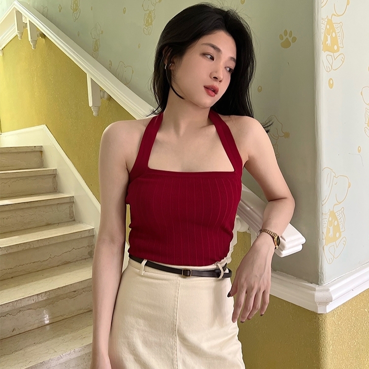 Lana Bare Back Halter Neck Tie Top-The Black Bow-