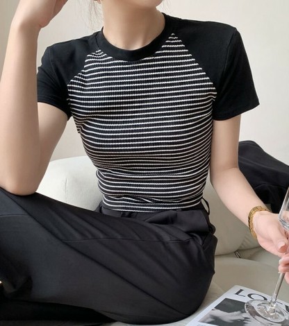 Kariana Raglan Sleeve Striped Top-The Black Bow-