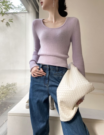 Irene Scoop Neck Long Sleeves Knit Top-The Black Bow-