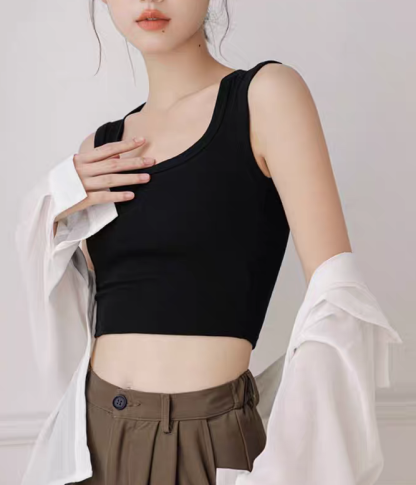 Deidre Bold Binding Padded Cropped Top-The Black Bow-
