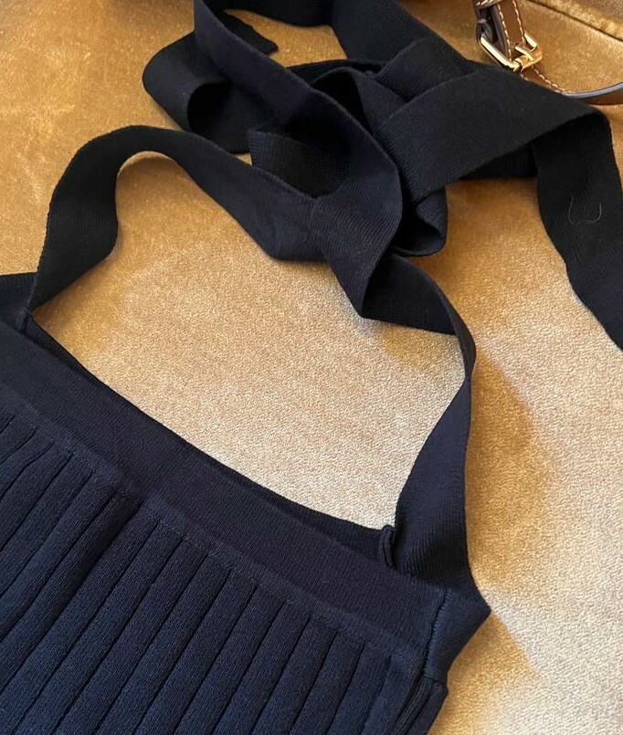 Lana Bare Back Halter Neck Tie Top-The Black Bow-