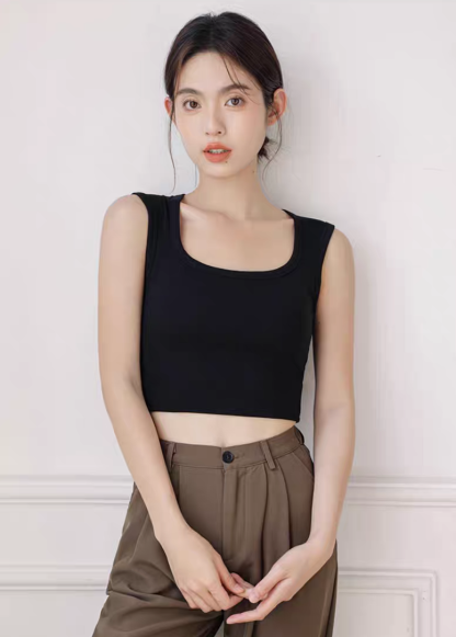Deidre Bold Binding Padded Cropped Top-The Black Bow-