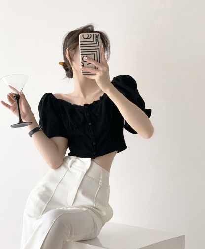 Mabry Off Shoulder Puff Sleeve Blouse-The Black Bow-