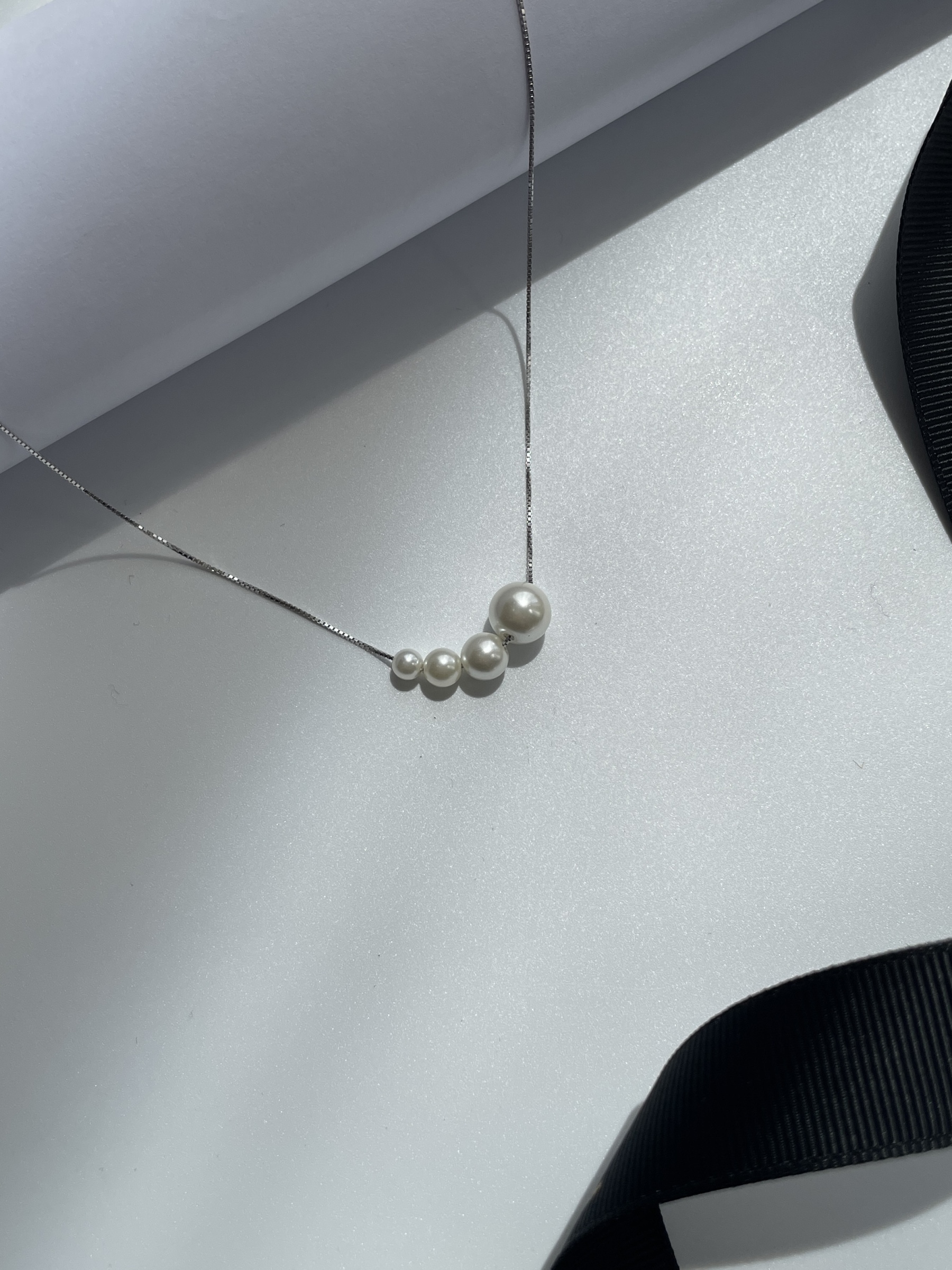 Brigitte Pearl Chain Necklace-The Black Bow-