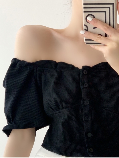 Mabry Off Shoulder Puff Sleeve Blouse-The Black Bow-
