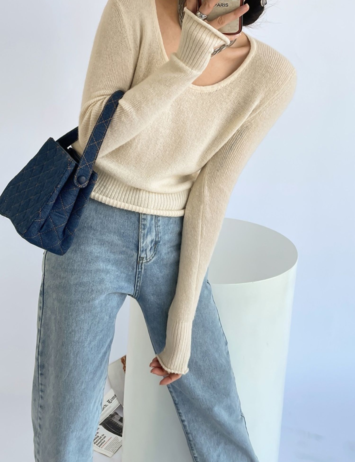 Irene Scoop Neck Long Sleeves Knit Top-The Black Bow-