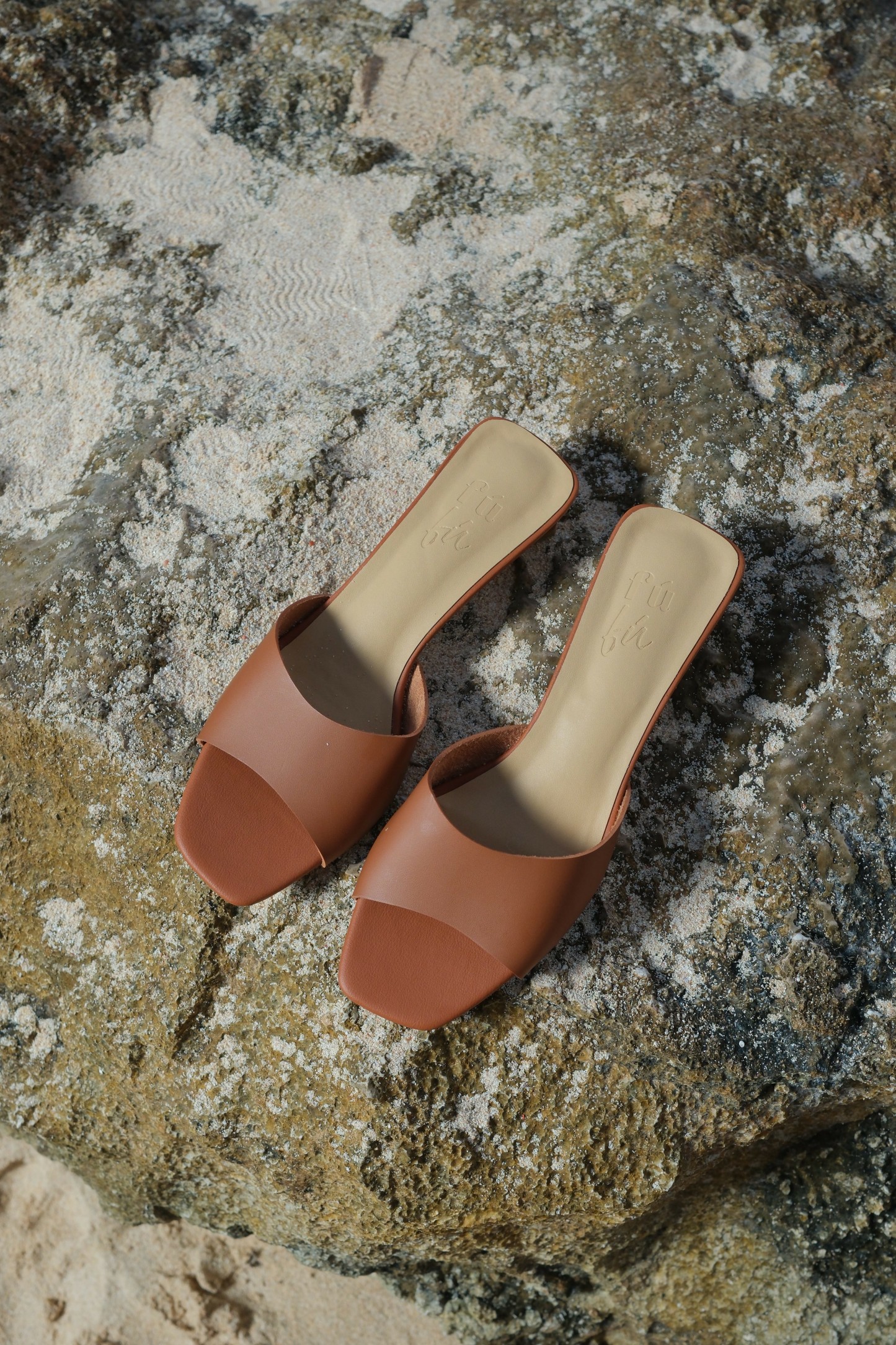 Bisou Geometric Block Heel Sandals-Caramel-The Black Bow-