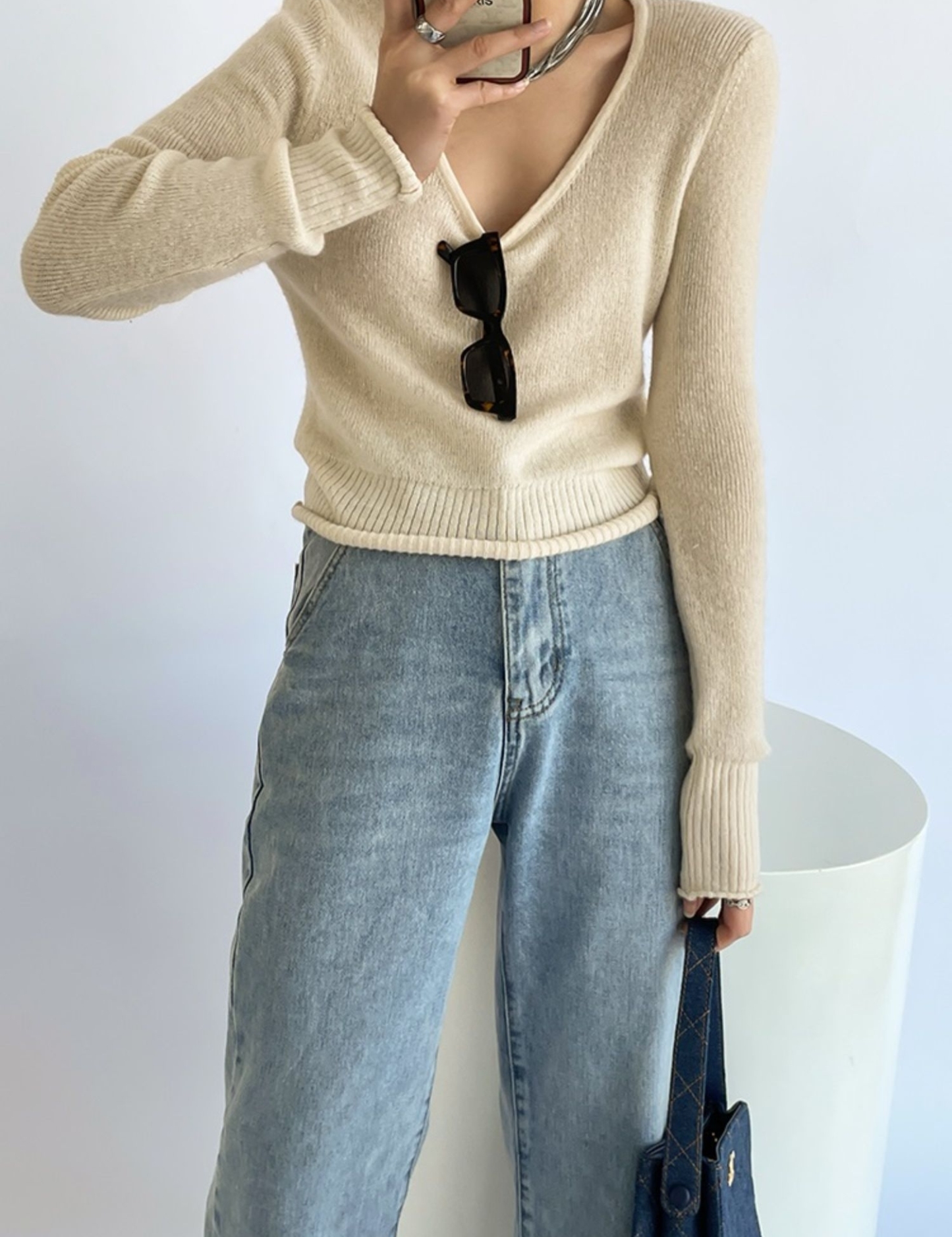 Irene Scoop Neck Long Sleeves Knit Top-The Black Bow-