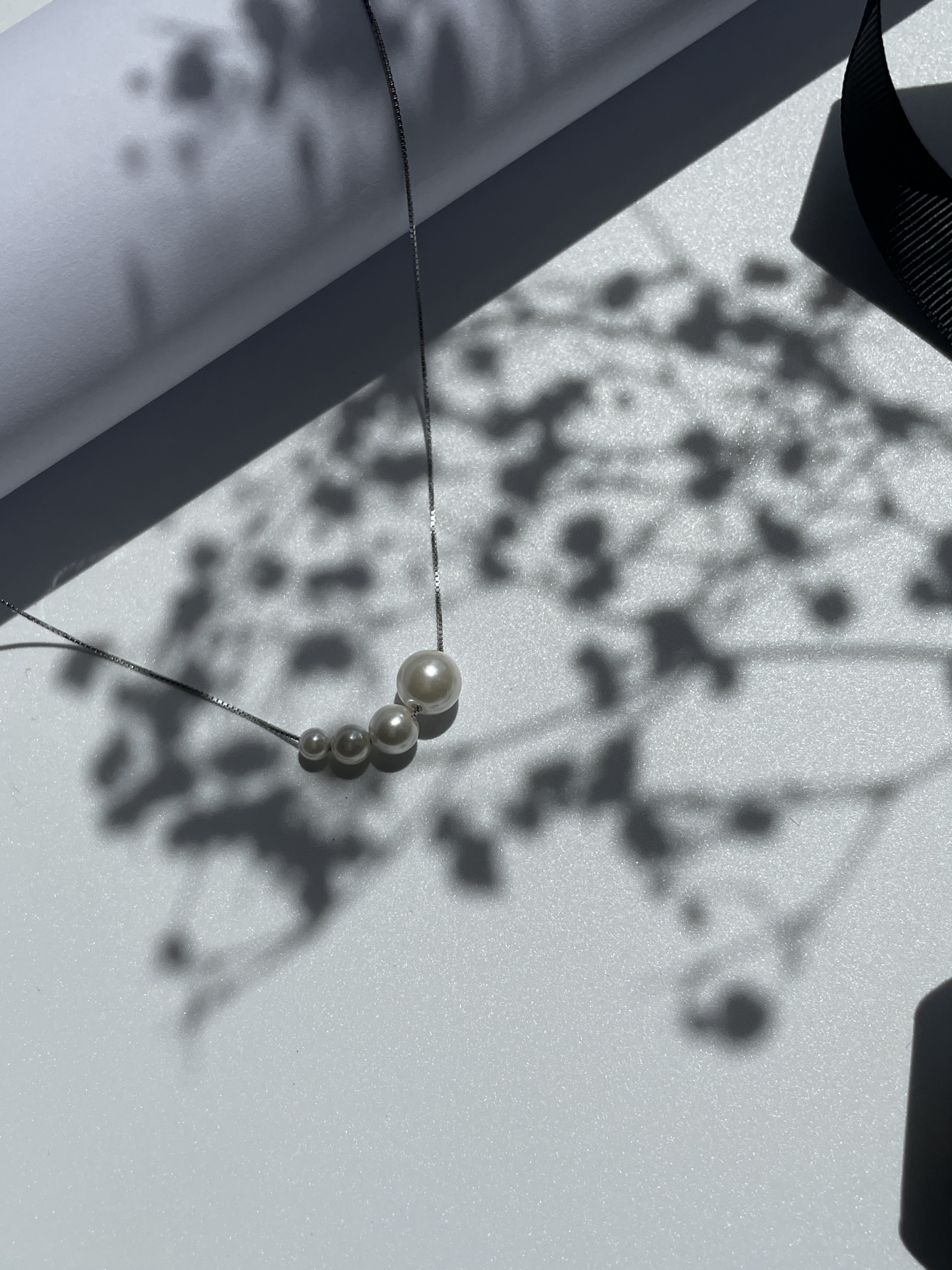 Brigitte Pearl Chain Necklace-The Black Bow-