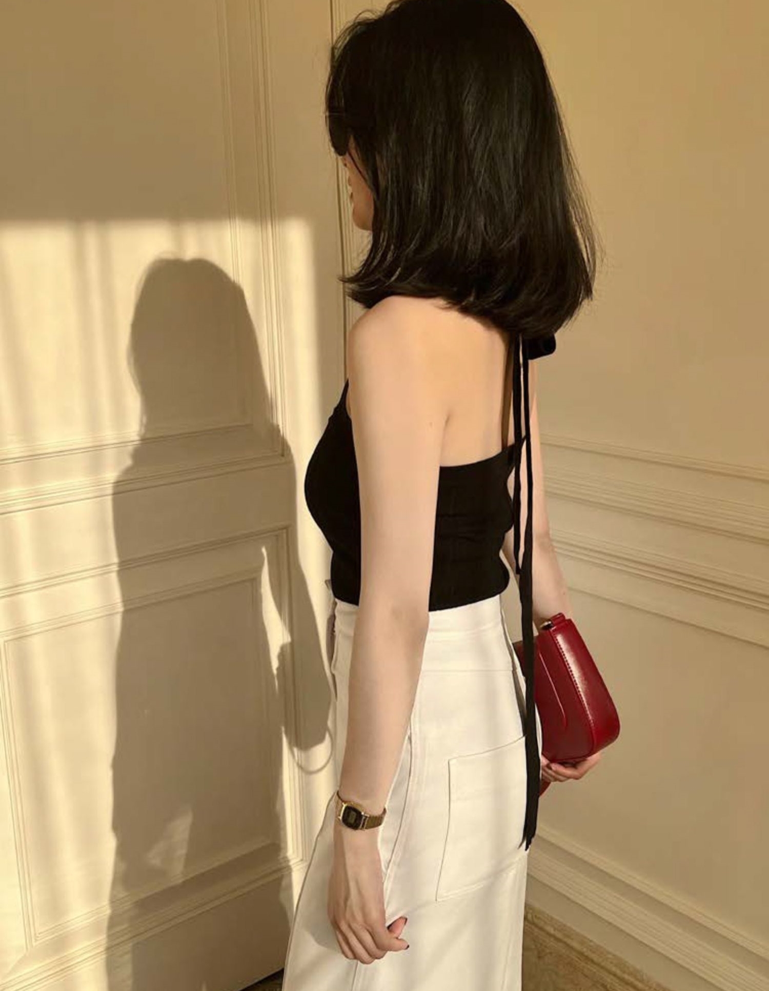 Lana Bare Back Halter Neck Tie Top-The Black Bow-