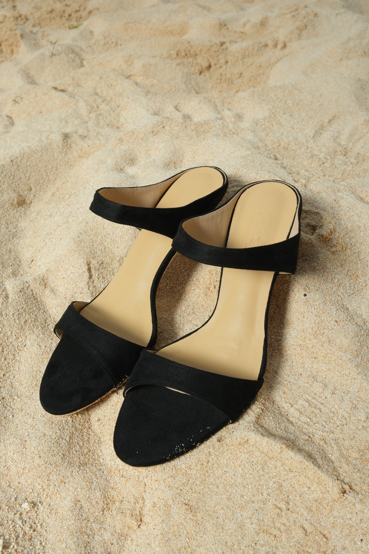 Sirène Velvety Strap Kitten Heels-Black-The Black Bow-